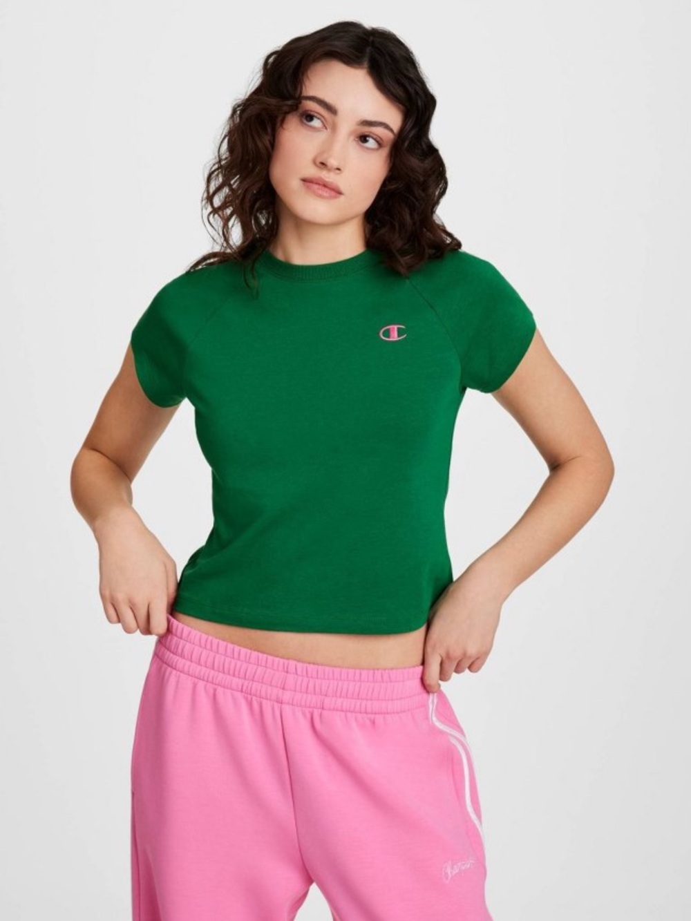 Champion Women's Iconic Essentials Raglan
Short Sleeve Baby T-Shirt Green S or M
